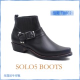 TB802方头美国西部牛仔靴马靴马丁靴SOLO5精湛手工缝制靴厂家直销