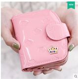 好又多 钱包女短款新款韩版可爱甜美系漆皮皇冠二折钱包零钱包