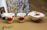 正品台湾宜龙茶具 国色天香牡丹 一壶两杯3入 陶瓷 礼盒茶组