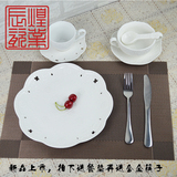 陶瓷浮雕西餐盘子创意简约家用欧式日式圆形牛排盘平盘餐具套装