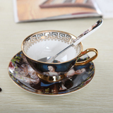 骨瓷创意英式陶瓷咖啡杯碟红茶杯带架子勺子咖啡杯套装欧式复