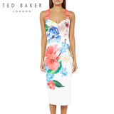TED BAKER2016春夏新款清新花卉吊带修身连衣裙夏 中长款