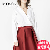 2016春装新品MOCo简约纯棉纯色宽松套头长袖休闲白衬衫MA161SHT43