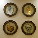 法式乡村田园海洋系列圆形装饰组合挂画 家居个性玻璃壁饰壁画