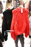 韩国进口女装代购 冬季新款纯色保暖百搭半高领套头短款粗线毛衣