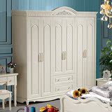 欧式六门衣柜韩式田园白色6门实木质法式大衣橱2.4米组装卧室板式