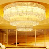 欧式吸顶灯吊灯酒店黄色金色LED水晶灯圆形客厅灯具大气餐厅灯饰