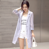 纯色开衫2016年夏季新款披风潮流韩版外套修身显瘦七分袖中长款女