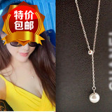 韩国925纯银Y字珍珠短款项链性感锁骨链明星款套链纯银饰品N010
