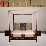 新中式实木床架子床样板房卧室现代古典床四柱床酒店双人床柱子床