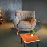 北欧布艺沙发小户型创意实木单人沙发现代简约懒人休闲沙发电脑椅