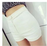 2016夏装新款 收腰白色短裤女 学生修身显瘦高弹力高腰 拉链热裤
