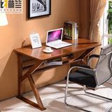 实木宜家台式卧室家用电脑桌现代简约创意双人简易书桌带书架组合