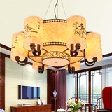 LED中式羊皮吊灯 6头8头茶楼吊灯古典餐厅酒店工程灯具迎宾松吊灯