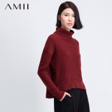Amii冬季高领套头纯色打底长袖大码款腈纶针织通勤单件女装毛衣