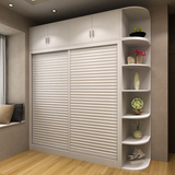 宜家板式衣柜衣橱 实木质整体两门推拉移门大衣柜 组装卧室家具
