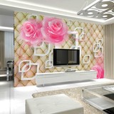 欧式3D立体电视背景墙壁纸卧室床头婚房浪漫玫瑰无缝墙纸大型壁画