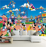 儿童卡通米妮环保墙纸墙布 迪士尼米奇老鼠卧室床头背景大型壁画