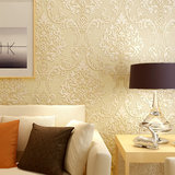 欧式现代简约温馨大马士革壁纸3D无纺布玄关客厅卧室背景墙纸米素