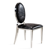 不锈钢餐椅现代简约皮革餐椅 黑色白色椅子餐桌椅家用鳄鱼平纹餐