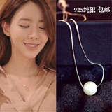 韩国代购 925纯银单颗贝珠珍珠锁骨项链 韩版潮人女时尚百搭礼物