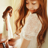 韩国代购新韩版连衣裙夏季小清新修身中长款蕾丝仙女可爱裙学生裙