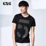 GXG[包邮]男装 夏装斯文潮流修身时尚黑色个性烫钻T恤#52244477