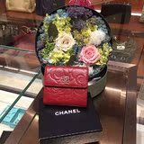 意大利代购 Chanel 16 双C双折 logo红色短款女士钱包 特价