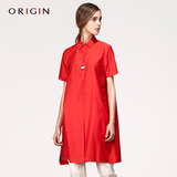 ORIGIN安瑞井品牌女装2016夏新品衬衣原创英伦大码宽松丝棉衬衫裙