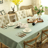 水蓝绿格子纯色简约棉麻圆桌布布艺餐桌布垫台布茶几布田园可定做