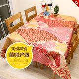 s日式彩绘小花棉麻餐桌布和风复古布艺加厚台布大尺寸方形茶几盖