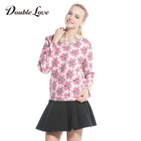 专区Doublelove女装2016春夏新款复古甜美印花套头衫卫衣小衫