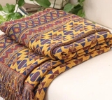 外贸出口欧美乡村波西米亚全棉线织毯加厚双面沙发巾床尾盖毯包邮