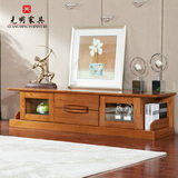 光明家具 简约中式实木家具红橡木电视柜地柜 客厅实木家具电视柜