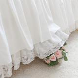 韩国代购 白色浪漫蕾丝夹棉床单  床裙  美式全棉床罩花边床罩