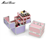 MintBear家用折叠初学者化妆箱 防水小号手提多层化妆彩妆工具盒