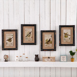 美式现代客厅有框小鸟装饰画 创意木质做旧动物图案家居墙壁挂画