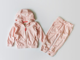 出口欧美原单大牌 女童宝宝天鹅绒套装 运动套装 粉色 可批发