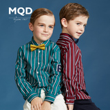 MQD男童衬衫条纹儿童长袖衬衣中大童春秋款纯棉2015新款童装衬