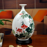 东方泥土 陶瓷手绘花瓶摆件中式客厅博古架电视柜装饰品/田园绿趣