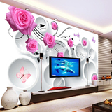大型壁画墙纸 3D立体电视沙发卧室婚房背景温馨花卉时尚浪漫玫瑰