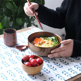 超大整木碗 出口韩式料理大碗 日式汤面碗 大中小号套装碗 木餐具