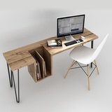 法式乡村loft复古铁艺实木电脑桌书房书画桌实木书柜办公桌椅组合