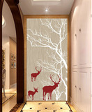 墙纸壁画餐厅过道玄关客厅墙纸简约抽象树林剪影无缝墙布小鹿壁纸
