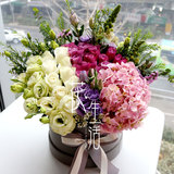 济南同城紫玫瑰风信子鲜花礼盒 送爱人朋友生日混搭花束艺术插花