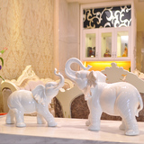 欧式工艺品大象摆件一对陶瓷象客厅摆设大号乔迁新居风水招财送礼