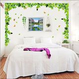 大型墙贴纸客厅沙发背景墙上卧室创意贴画清新绿树绿叶花藤风景画