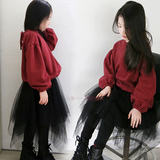 2015童装秋冬季儿童套头上衣韩版中大童女童长袖加绒加厚卫衣绒衫