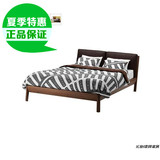 IKEA宜家 正品代购 斯德哥尔摩床架 实心白蜡木卧室双人床带靠垫
