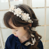 韩国韩版儿童发带头饰女童花朵蕾丝飘带发箍学生发饰发带公主配饰